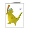 Truly Teague Note Cards (10 Pack) Baseball Playing Dinosaur