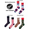 Many Mornings Unisex warm Rudolph socks. - Blue, White, Red,