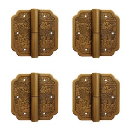 Tiazza 4Pcs Antique Brass Visible Hinges Furniture Cabinet Drawer Double Door Removable Hinges