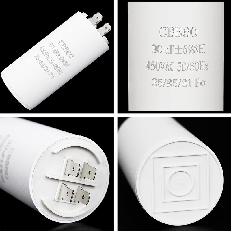 90UF CBB60 Motor Run Capacitor, 450VAC 50/60HZ Cylindrical Capacitor for