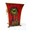 11" Hand Painted Tole Wastebasket Bin Container & Orchid Planter