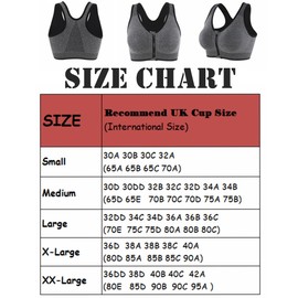 CLOUSPO Sports Bra Post Surgery Bra Zip Front Wireless with Removable Pads Yoga Bra for Workout Fitness(XL,Black)