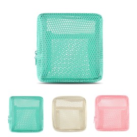 BRDXOOL Small Cosmetic Bag, Mesh Storage Bag, Lipstick Accessories Storage Bag, Zipper Bag, Storage for Travel Accessories, Small and Cute (Mint Green)