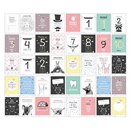 40 Baby Meilenstein-Karten für das 1. Lebensjahr für Mädchen und Junge. Baby Milestone Cards deutsch, zur Erinnerung der Entwicklung der ersten ... ... Geburt, Schwangerschaft, Taufe oder Baby Show
