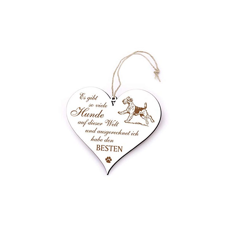 Sign Heart Saying Best Dog Airedale Terrier Decorative Wooden Sign