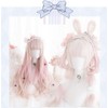 Eileen Long Curls, Beige x Pink Wig, Perm, Full Wig,