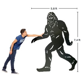 7.4ft Life Size Bigfoot Metal Tree Decor Sasquatch Gifts Extra Large Bigfoot Statues for Yard Display, Forests, Outdoor Decoration (Fixing: With round holes for stringing and tying to trees. No Stake)