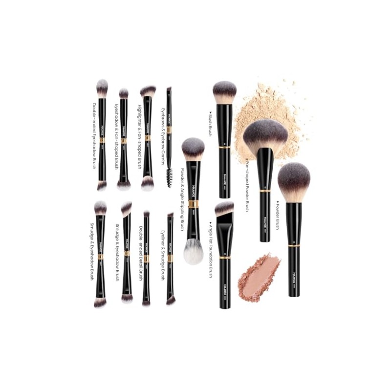 MAANGE Set de Brochas de Maquillaje Profesional con Estuche 13PCS