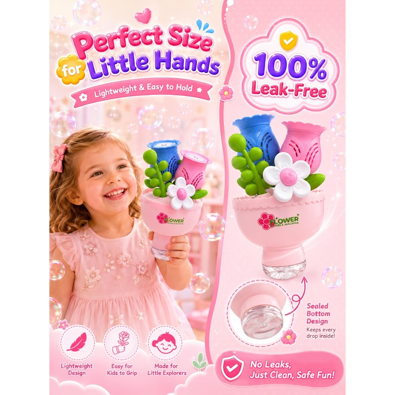 Flower Automatic Bubble Machine for Toddler Kid Toy Age 3