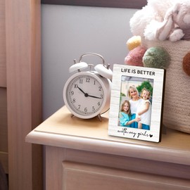 DUXMNAMG Mom Daughter 4x6 Picture Frame, Mother Gifts, Mom Mothers Day Birthday Gifts from Daughters Girl, Daughters Photo Frame, Life is Better with My Girls Picture Photo Frames for Desk Decor