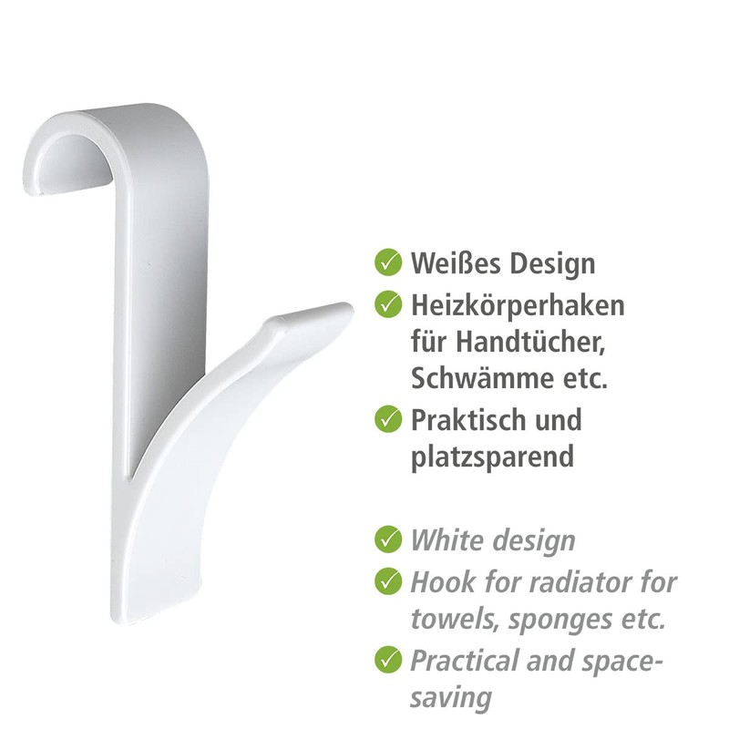 Wenko 4468160100 Hook for Towel Heaters Plastic Set of 2