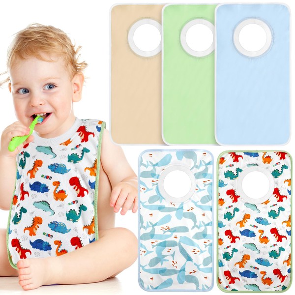 Newwiee 5 Pcs Pullover Bibs for Babies Large Towel Bibs