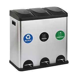 IGNIXIA Pegatinas de Basura Reciclaje Compost para Organizar la Basura - Calcomanía de Vinilo Premium para Papelera, Papelera de Compostaje, Papelera de Reciclaje - (Paquete de 6) para Papelera de