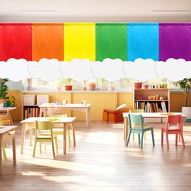 gisgfim 6Pcs Classroom Rainbow Curtains Back to School Colorful Rainbow Window Curtains for Kindergarten Daycare Primary First Day of School Classroom Bedroom Playroom Cover Decor 36 x 24Inches