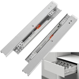 Underfloor Guides Floor Mounting Drawer Runners, 1 Pair 200 mm Drawer Slides, Drawer Slides, Full Extension, 40 kg Load Capacity, Drawer Runners Self-Closing with Damping