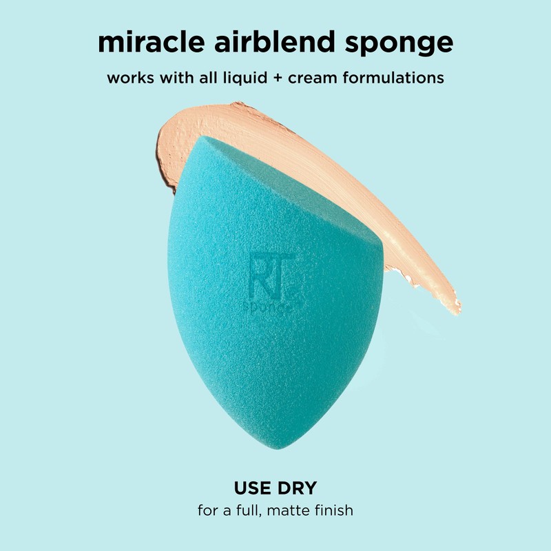 Real Techniques Miracle Airblend Sponge, Matte Makeup Blending Sponge, For