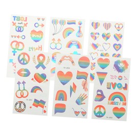 WOONEKY Unique DIY Pride Stickers 8 Sheets Gay Rainbow Decals Party Decorations Random Style