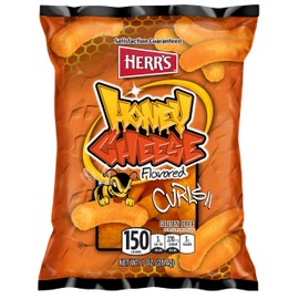 Herr’s Cheese Curls, Honey Cheese Flavored, Gluten Free Snacks, 1oz Bag (7 Count)