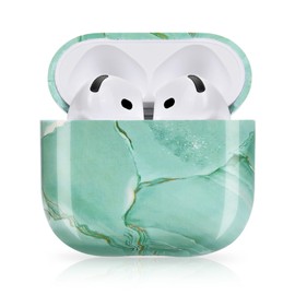 Newseego For Airpods 4 Case, Marble Airpods 4th Generation Case Hard PC Protective Case with Marble Pattern Ultra Thin Full Protection Shockproof for AirPods 4 Black