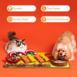 Pettain Dog Snuffle Mat for Mental Stimulation & Enrichment - Interactive Dog Puzzle Toy for Small, Medium & Large Dogs - Puppy Food Dispenser & Treat Puzzle Slow Feeder for Anti Boredom, 32" x 20"