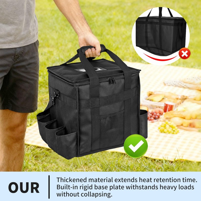 amzoya Insulated Food Delivery Bag with 8 Cup Holder,removable partition