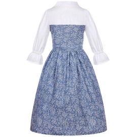 SIZGAROOT - Disfraz colonial para niña pionera, vestido de pradera con capó (7-8 años)