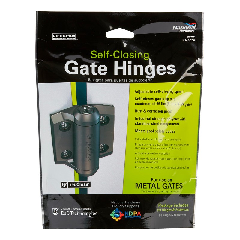 National Hardware N346-206 Truclose Narrow Spring Hinges Black Polymer 2