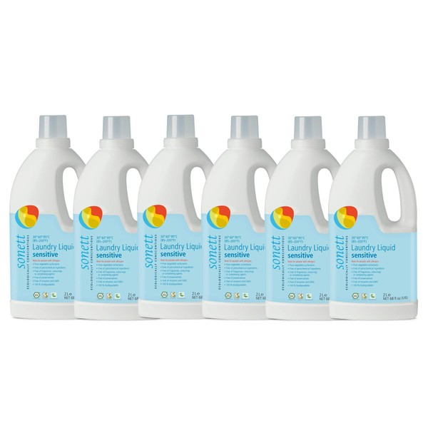 Sonett Organic Laundry Liquid Detergents, Sensitive (6 Count) for people with allergies GMO free Certified Organically Grown