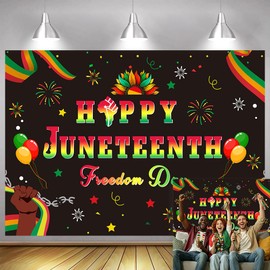 7X5FT Happy Juneteenth Banner Backdrop Pan African American 19th June 1865 Freedom Day Background Juneteenth Party Decoration Supplies for Home Party