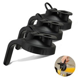 HUSPOSSESSER Plastic Mason Jar Lids with Durable Handle, 3Pack Black,Wide Mouth Mason Jar Lids,Easier to Clean and Open,Reusable Leak Proof Silicone Gasket Can Prevent Spillage (Jar Not Included)