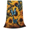 amepay Sunflower Blue Butterfly Blanket Gifts for Grils Women Floral