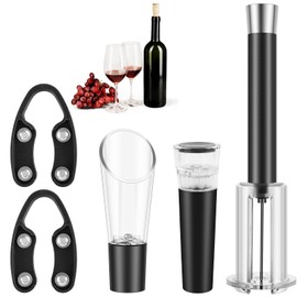 HSHGZSR Wine Opener Set Air Pressure Pump Air Pump Wine Opener Air Pressure Wine Opener with Foil Cutter Wine Pourer Vacuum Stopper Cork Remover Corkscrew Wine Opener for Wine Lovers