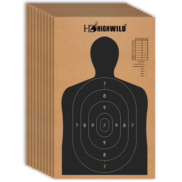 Highwild 18" X 30" Cardboard Targets for Shooting, Silhouette Paper Targets - ISPC/USPSA/IDPA (Pack of 25)