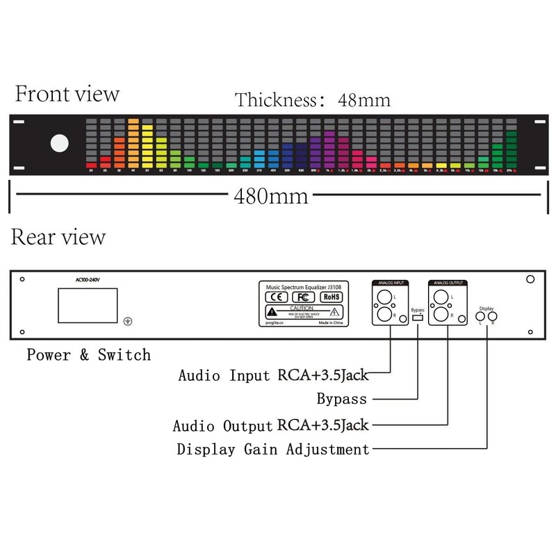 Digital Equalizer, Audio Spectrum Analyzer, Dual Channel 15-Band Equalizer Home