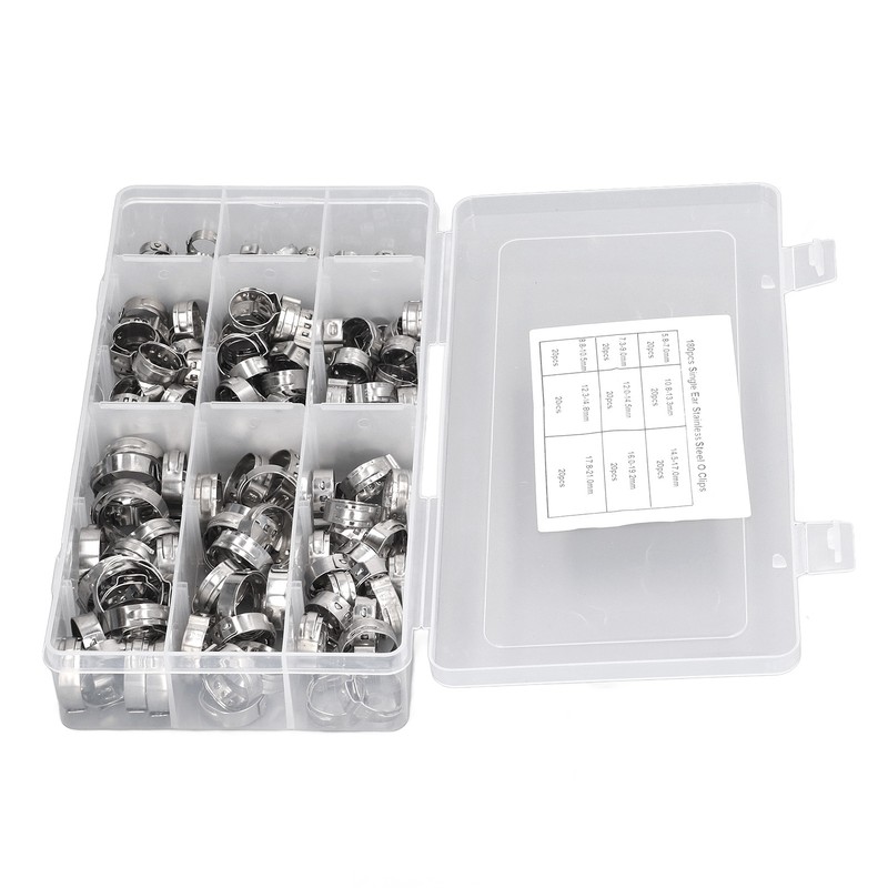 180Pcs Fuel Hose Clamps Kit Stainless Steel Injection Line Accessories