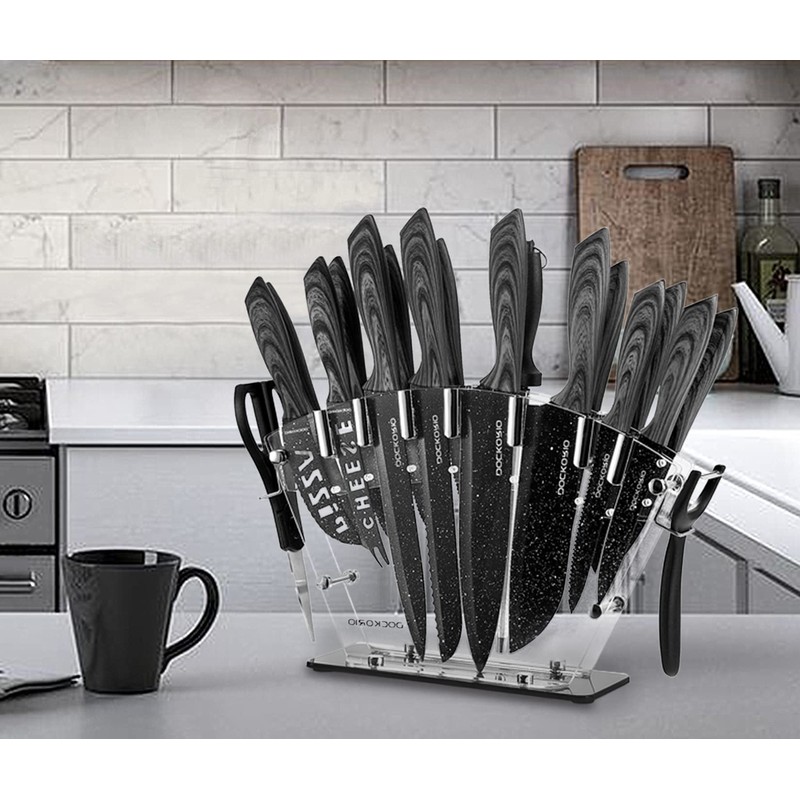 Dockorio all in one Kitchen Knife Set with Block, 19