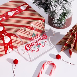 Toptime Christmas Decorations Indoor, Transparent Puzzle-Shaped Acrylic Plaque with Merry Christmas Tree Bell, Xmas Gifts for Women Men, Christmas Ornaments for Table, Office Desk, Mantle, Shelf