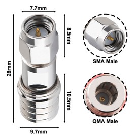onelinkmore SMA Male to QMA Male Adapter, 6GHz RF Coaxial Connector for 5G Base Stations/Industrial IoT