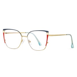Cyxus Cateye Square Blue Light Blocking Glasses for Women Men Anti Eye Strain Computer Glasses 8170 Gold Red