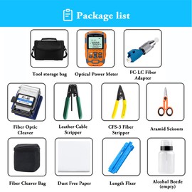 Duogalia - 4 in 1 Fiber Power Meter(-70~10dBm, Built-in 10Km VFL) and Optic Fiber Cleaver F-6S, FTTH Fiber Optic Tool Kit For CATV engineering