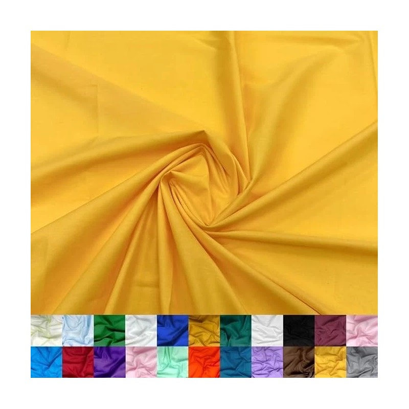 Unbranded Spa Yellow Broadcloth Poly Cotton Fabric by The Yard
