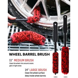 Premium 7PCS Car Wheel Rims Detail Cleaning PRO Wash Kit, Wheel Wash Mitt, Tire Brush,2PCS Soft Woolies Wheels Brush,Detailing Brush and Tire Dressing Pad,Microfiber Dry Towel Scratch-Free Cleaning