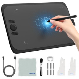 Drawing Tablet,UGEE M808 10x6 Inch, 8192 Levels Pressure, Battery-Free Stylus, 8 Shortcut Keys, Digital Art Tablet for Drawing, Design, Online Teaching, Mac/Windows/Chrome Os/Android, Black