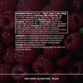 Blueprint Bryan Johnson Macadamia Nut Protein Bar - 9G Plant Protein - Healthy Fats - Supports Muscle Growth - Low Carb & Sugar - Natural Ingredients - Vegan Keto Snack (Raspberry - 12 Pack)