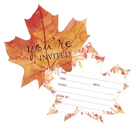 20pcs Maple Leaves Invitations With Envelopes Fill-in Party Invitation Cards You Are Invited Cards Fall Invitations for Wedding, Shower, Holiday Party，Birthday