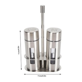 Salt and Pepper Shakers Set, Stainless Steel, Sugar Jars with Base Stand, for Kitchen Restaurant, Clear to Know When to Fill (Large 510ml)
