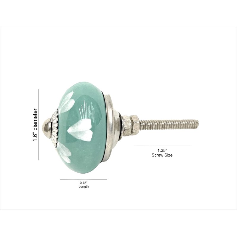 Eleet Handpainted Designer Ceramic Knobs - Pack of 12 Green