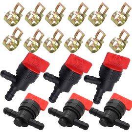 1/4" Right Angle Cut Off Valve and Inline Fuel Shut Off Valve Straight Gas Valve with Clamps fit for Briggs & Stratton 494768, 697947,698183 (6)