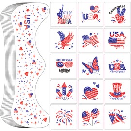 Cerlaza 4th of July Decorations, 20 Pcs Independence Day Glitter Freckles Face Tattoos, Waterproof Temporary Tattoos for Women and Kids, USA Patriotic, Memorial Day Fake Tattoos