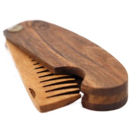 B4K Premium Wooden Comb for Men - Handmade - Multifunctional Pocket Comb for Hair, Beard and Moustache - Perfect for Oils and Balms - Travel Size for Travel (Engraved Walnut Gentlemen)